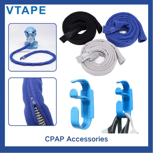 78.7in 200cm Soft Comfortable Reversable CPAP Tube Cover Hose Wrap Tubing Cover Zipper Hose Hook Loop Breathable Reusable