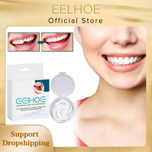 EELHOE Snap on Veneers Teeth Cosmetic Upper Lower Temporary Tooth Instant Confident Smile Perfect Fit Teeth Whitening Fake Tooth