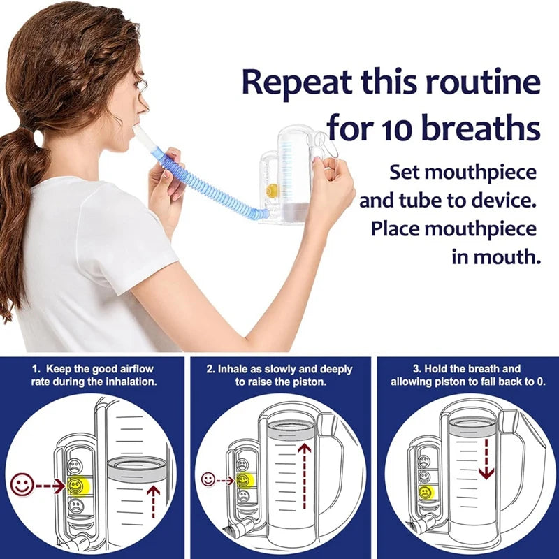 1 Pc Breathing Exercise Device For Lungs Transparent Plastic For Adults-5000Ml Volume Measurement With Flow Rate Indicator