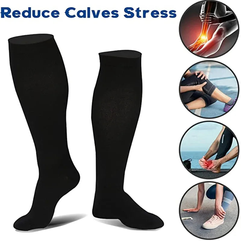 3 Pair Compression Socks Knee High Varicose Veins Stockings Men Women Sport Socks Anti Fatigue Pain Relief Compression Stockings