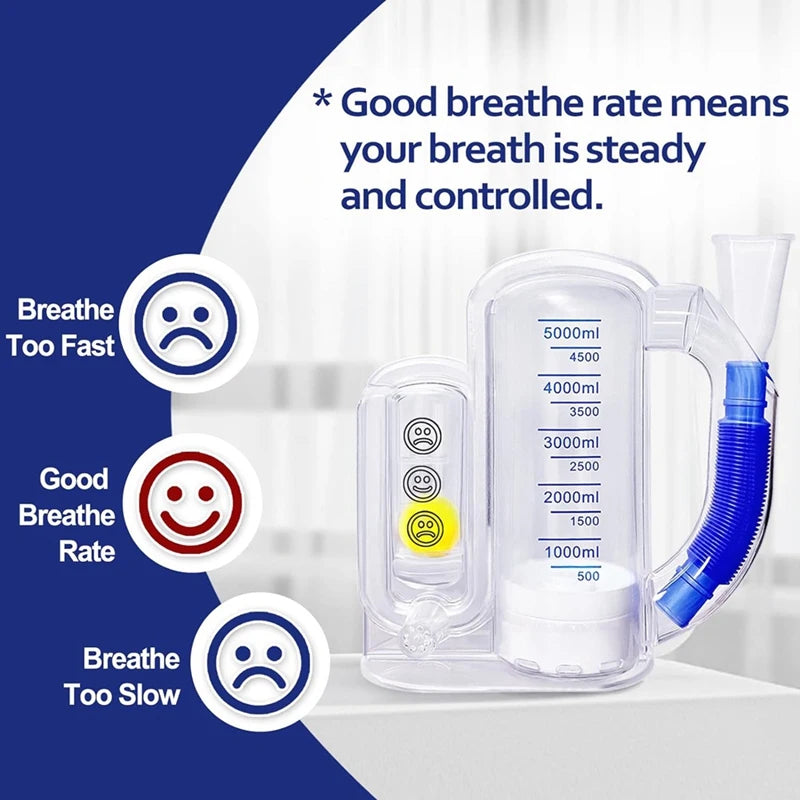 1 Pc Breathing Exercise Device For Lungs Transparent Plastic For Adults-5000Ml Volume Measurement With Flow Rate Indicator